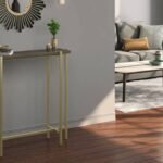 Solid Wood Console Table for Living Room | Stylish Living Room Console Table for Luxury Look | Black Marble Top with Goden Legs Hallway Furniture