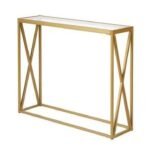 Metal Console Table by Artyfer | Console Table In Golden Finish | Console Table with White Marble Top and Light Weight