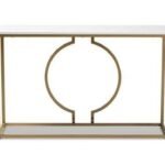 Console Table in Metal Legs by Artyfer | Console Table in Powder Coating Finish | Gold Metal Frame and White Marble Top