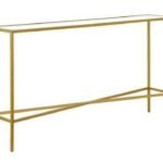 Gold Console Table by Artyfer | Metal Console Table In Powder Coating Finish | White Marble and Gold Console Table for Living Room