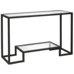Glass Top Console Table by Artyfer |  Metal Console Table In Black Finish | Rectangular Transparent Glass Top