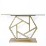 Modern Contemporary Console Table by Artyfer | Console Table In Hexagonal Design | White Marble Top and Gold Metal Finish - Image 2