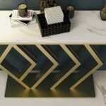 Console Table Golden Design by Artyfer | Classic Console Table In Geometric Pattern | Console Table for Living Room - Image 3