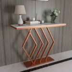 Console Table Modern Design by Artyfer | Console Table in Geometric Pattern | White Marble Top and Copper Metallic Finish