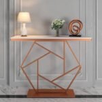Modern Console Table by Artyfer | Contemporary Console Table In Hexagonal Design | White Marble Top and Copper Finish