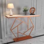 Modern Console Table by Artyfer | Contemporary Console Table In Hexagonal Design | White Marble Top and Copper Finish - Image 2