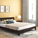 Solid Wooden Bed without Mattress | Queen Size Bed In Mahogany Finish | Low Bed Design for Maximum Comfort and Rich Look