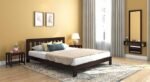 Solid Wooden Bed without Mattress | Queen Size Bed In Mahogany Finish | Low Bed Design for Maximum Comfort and Rich Look