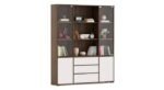 Bookshelf with Glass Door for Study Room Decor | Large Bookshelf Showcase for Living Room | Wooden Bookshelf with Glass Doors | Modern Furniture for Home Decor - Image 2