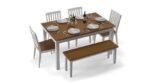 Dining Table with Chairs by Artyfer | Dining Table in Golden Oak Finish | Diner Solid Wood 6 Seater Dining Table with Set of 6 Chairs - Image 2