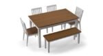 Dining Table with Chairs by Artyfer | Dining Table in Golden Oak Finish | Diner Solid Wood 6 Seater Dining Table with Set of 6 Chairs - Image 3