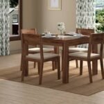 Dining Table Set by Artyfer | 4 Seater Dining Table Set with Chairs | Brown Wooden Dining Table Set