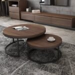 Metallic Center Table for Living Room | Wooden Top Coffee Tables Set for Home Decor | Modern Design Center Table for Sitting Room