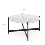 Metal Centre Table Design for Home Decor | Round Marble Top Center Table for Living Room | Matt Black Stainless Steel Base Coffee Table for Drawing Room - Image 2