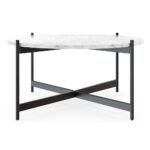 Metal Centre Table Design for Home Decor | Round Marble Top Center Table for Living Room | Matt Black Stainless Steel Base Coffee Table for Drawing Room - Image 4