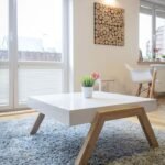 Centre Table in White Top – Italian Centre Table Design in Premium Engineered Wood | Handmade Center Table for Living Room | Deco Paint White Top Tea Table for Sitting Room