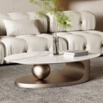 Center Table for Living Room – Silver Centre Table for Home in White Top | Italian Centre Table Designs for Luxury Look | Marble Top Centre Table for Drawing Room