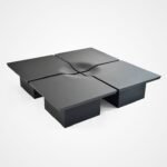 Living Room Centre Table Design | Set of 4 Square Black Center Table | Luxury Centre Table Set for Home Decor - Image 2