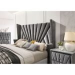 King Size Bed with Storage for Luxury Look | Modern Bed Design for Rich Look | Grey Double Bed Frame with Large Backside - Image 3