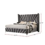 King Size Bed with Storage for Luxury Look | Modern Bed Design for Rich Look | Grey Double Bed Frame with Large Backside - Image 4