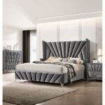 King Size Bed with Storage for Luxury Look | Modern Bed Design for Rich Look | Grey Double Bed Frame with Large Backside