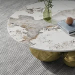 Golden Center Table for Living Room – Round Centre Table Design with 3 Steel Balls - Image 4