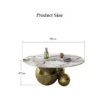 Golden Center Table for Living Room – Round Centre Table Design with 3 Steel Balls - Image 3