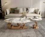 Living Room Centre Table Design with Color Variations in Original PVD – Italian Composite Marble Top Center Table for Living Room
