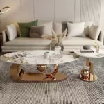Living Room Centre Table Design with Color Variations in Original PVD – Italian Composite Marble Top Center Table for Living Room