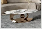 Living Room Centre Table Design with Color Variations in Original PVD – Italian Composite Marble Top Center Table for Living Room - Image 4