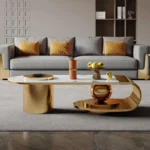 Modern Center Table Design for Living Room – Oval Shaped Golden Centre Table for Living Room