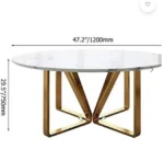 White Dining Table Set for 4, 6 & 8 Chairs – Round Marble Top Dining Table Set in Golden Stainless Steel Frame - Image 2