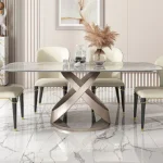 Dining Room Table Set – Silver Dining Table with 4 Chairs | Modern Furniture for Dining Area