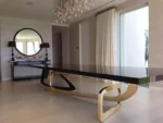 Luxury Dining Table with Chairs – Glass Top Dining Table for Large Space Dining Area | Italian Design Dining Room Furniture