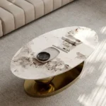 Designer Centre Table for Living Room in Golden PVD Coating on Stainless Steel Marble Frame | Marble Top Centre Table Design - Image 6