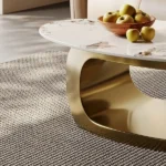 Designer Centre Table for Living Room in Golden PVD Coating on Stainless Steel Marble Frame | Marble Top Centre Table Design - Image 7