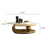Designer Centre Table for Living Room in Golden PVD Coating on Stainless Steel Marble Frame | Marble Top Centre Table Design - Image 2
