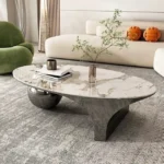 Modern Center Table Design for Living Room – Nickel Base Centre Table in White Marble Top | Unique Coffee Table Italian Design - Image 4