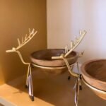 Designer Stand for Indoor – Brass Polished Metallic Stand with Sheesham Wood Bowl | Attractive Planter with Stand