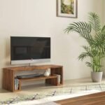 Teak Wood TV Unit by Artyfer | Free Standing TV Unit In Teak Finish | Brown Wood TV Unit For Living Room