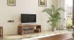 Teak Wood TV Unit by Artyfer | Free Standing TV Unit In Teak Finish | Brown Wood TV Unit For Living Room