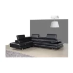 Black Leather Sectional Sofa Set – 2 Piece 6 Seater Sectional Sofa with Chaise - Image 3