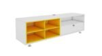 Wood TV Unit Design by Artyfer | Engineered Free Standing TV Unit in Yellow Finish | TV Unit with Storage Solution