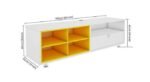 Wood TV Unit Design by Artyfer | Engineered Free Standing TV Unit in Yellow Finish | TV Unit with Storage Solution - Image 2