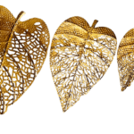 Wall Metal Decor for Every type of Walls | Golden Metallic Leaves | Pack of 3 | (42*21 Inches)