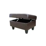 Dark Brown 3 Piece Faux Leather Sectional Sofa with Ottoman - Image 3