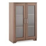Kitchen Display Cabinet Furniture for Crockery Storage | Glass Doors Modular Kitchen Cabinet | Dining Room Furniture for Large Storage Space | Handmade Wood Cabinet in Kitchen | Durable Design of Crockery Cabinet