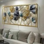 Metal Art for Wall Decor | Floral Golden, Blue and Purple Leaf Large Wall Hangings Metal Wall Art for Living Room - Image 2