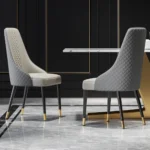 Luxurious Marble Top Dining Table with Gold Stainless Steel Base – Italian Composite Marble Top with PVD Coating on Base - Image 3