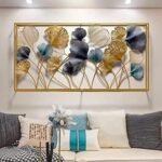 Metal Art for Wall Decor | Floral Golden, Blue and Purple Leaf Large Wall Hangings Metal Wall Art for Living Room